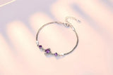 925 Silver Twist Flower Zirconia Bracelet Women Gift Crystal Clover S-B158