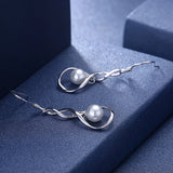 925 Silver Twist Pearl Drop Earrings Wedding Jewelry Gift