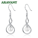 925 Silver Twist Pearl Drop Earrings Wedding Jewelry Gift