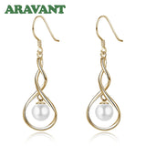 925 Silver Twist Pearl Drop Earrings Wedding Jewelry Gift