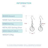 925 Silver Twist Pearl Drop Earrings Wedding Jewelry Gift