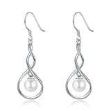 925 Silver Twist Pearl Drop Earrings Wedding Jewelry Gift