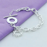 925 Sterling Silver Twist Star Pendant Bracelet for Women