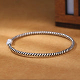 925 Silver Double Pearl Cuff Bracelet for Women