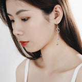 925 Silver Twisted Drop Earrings Beads Tassel Earrings for Women