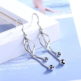 925 Silver Twisted Drop Earrings Beads Tassel Earrings for Women