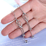 925 Silver Twisted Drop Earrings Beads Tassel Earrings for Women