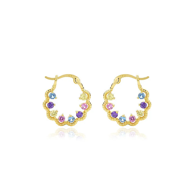 925 Silver Twisted Hoop Earrings Zircon Piercing Jewelry