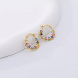 925 Silver Twisted Hoop Earrings Zircon Piercing Jewelry