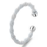 925 Silver Twisted Bangle Cuff Bracelet for Women