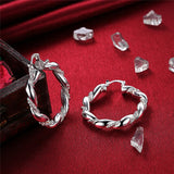 925 Silver Rope Round Hoop Earrings Party Gift Wedding Jewelry