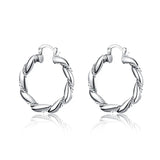 925 Silver Rope Round Hoop Earrings Party Gift Wedding Jewelry