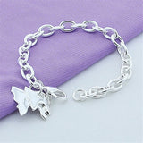 925 Silver Two Butterfly Pendant Bracelet Wedding Engagement Jewelry