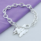 925 Silver Two Butterfly Pendant Bracelet Wedding Engagement Jewelry