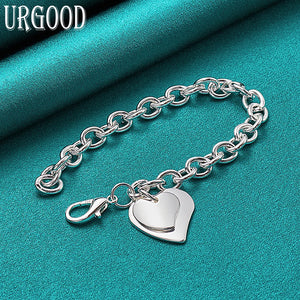 Sterling Silver Heart Pendant Bracelet Wedding Jewelry