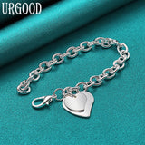 Sterling Silver Heart Pendant Bracelet Wedding Jewelry