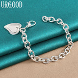 Sterling Silver Heart Pendant Bracelet Wedding Jewelry