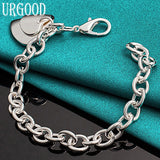 Sterling Silver Heart Pendant Bracelet Wedding Jewelry