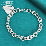 Sterling Silver Heart Pendant Bracelet Wedding Jewelry