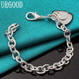 Sterling Silver Heart Pendant Bracelet Wedding Jewelry