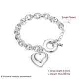 925 Silver Two Heart Pendant Bracelet - Women's Jewelry