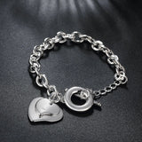 925 Silver Two Heart Pendant Bracelet - Women's Jewelry