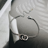 Mom Silver Chain Double Circle Eternity Bracelet Gift