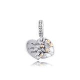 925 Silver Family Tree Heart Charms Pendant for Bracelets