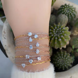 925 Silver Two Tone CZ Bracelet Half Chain Minimal Geometric Sparking