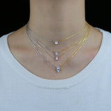 925 Silver Two Tone CZ Bracelet Half Chain Minimal Geometric Sparking