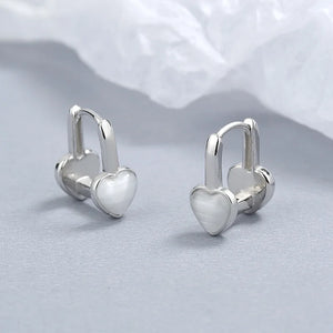 925 Silver Opal Heart Stud Earrings Wedding Party Jewelry