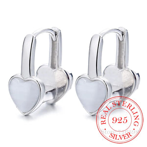 925 Silver Opal Heart Stud Earrings Wedding Party Jewelry
