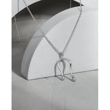 925 Silver U Shape Long Pendant Necklace Elegant Female Jewelry