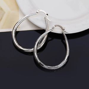 925 Silver U-Shaped Earrings Women Engagement Wedding Party Jewelry