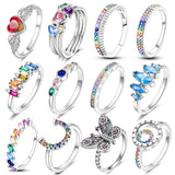 925 Silver Snowfl. Colorful Dragonfly Zircon Ring Women Wedding Gift