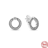 925 Silver U-shaped Hoop Earrings Heart Zircon Birthday Gift for Girls