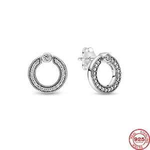 925 Silver U-shaped Hoop Earrings Heart Zircon Birthday Gift for Girls