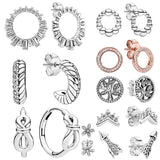 925 Silver U-shaped Hoop Earrings Heart Zircon Birthday Gift