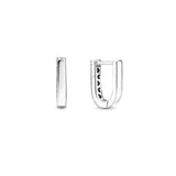 925 Silver U-shaped Hoop Earrings Heart Zircon Birthday Gift for Girls