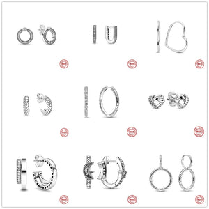 925 Silver U-shaped Hoop Earrings Heart Zircon Birthday Gift for Girls