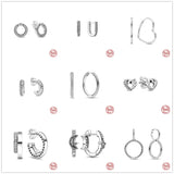 925 Silver U-shaped Hoop Earrings Heart Zircon Birthday Gift for Girls