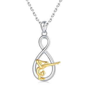 925 Silver Gymnast Infinity Gymnastics Necklace Pendant