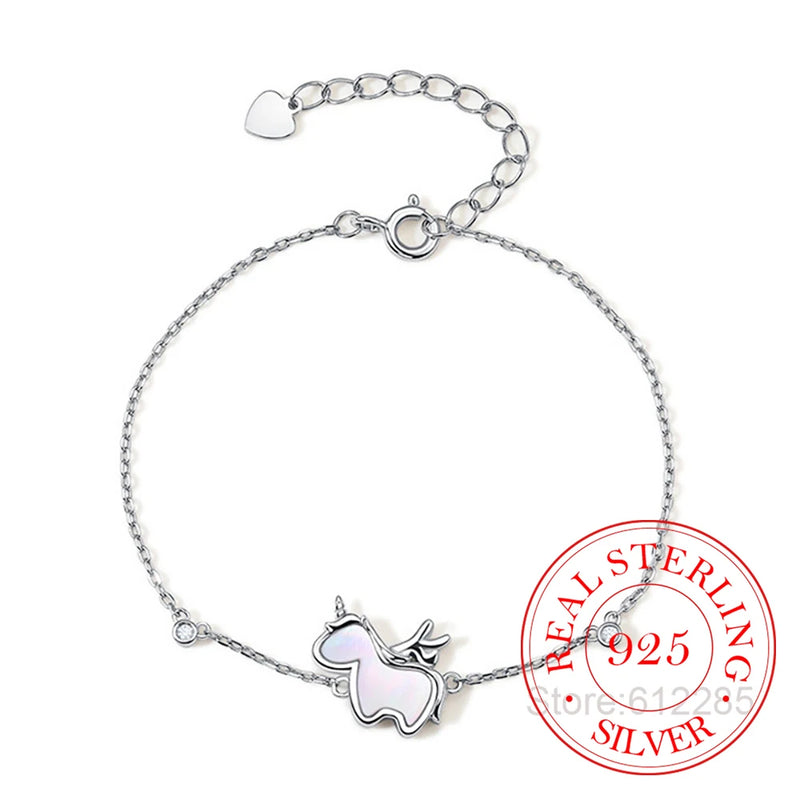 925 Silver Unicorn Charm Bracelet Bangle Wedding Gift