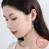 925 Sterling Silver Unicorn Drop Tassel Earrings Wedding Jewelry