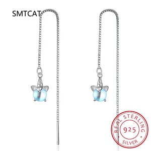 925 Sterling Silver Unicorn Drop Tassel Earrings Wedding Jewelry