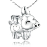 925 Silver Flying Pig Animal Pendant Necklace DIY Boutique Jewelry