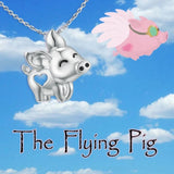 925 Silver Flying Pig Animal Pendant Necklace DIY Boutique Jewelry