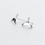 925 Silver Whale Mermaid Tail Stud Earrings Allergy-Free Ear Studs