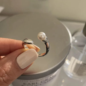 925 Silver Pearl Rings for Women Fine Jewelry Adjustable Open Ring