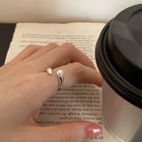 925 Silver Pearl Rings for Women Fine Jewelry Adjustable Open Ring